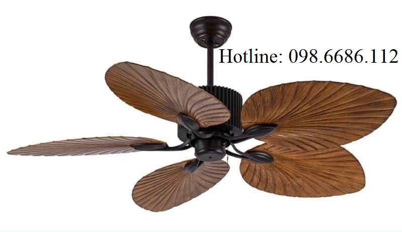 Quạt trần cánh hình lá độc đáo có tính thẩm mĩ cao, Tặng bộ điều khiển từ xa, động cơ lõi đồng và tiết kiệm điện, 6 tốc độ gió