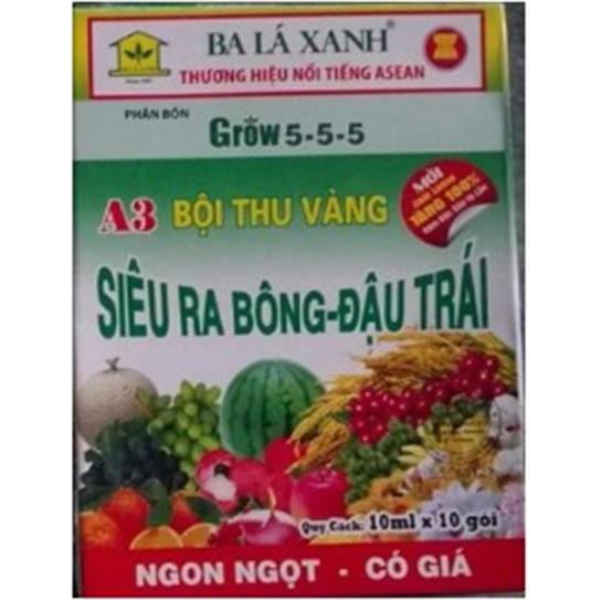 Phân bón lá siêu ra bông đậu trái ga3 - ba lá xanh gói 10ml balaxanh