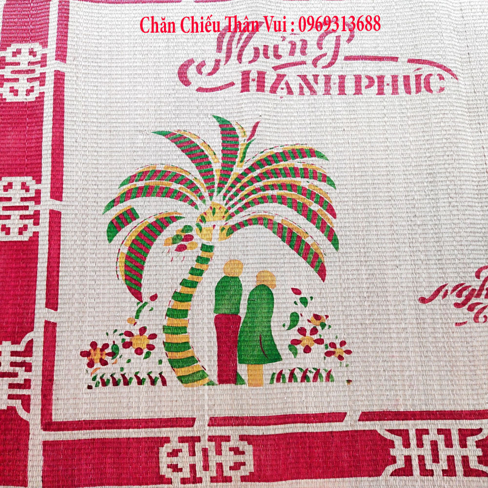 Chiếu Cói In Dừa  - Chiếu Cói Thái Bình Kích Thước 2mx2m2
