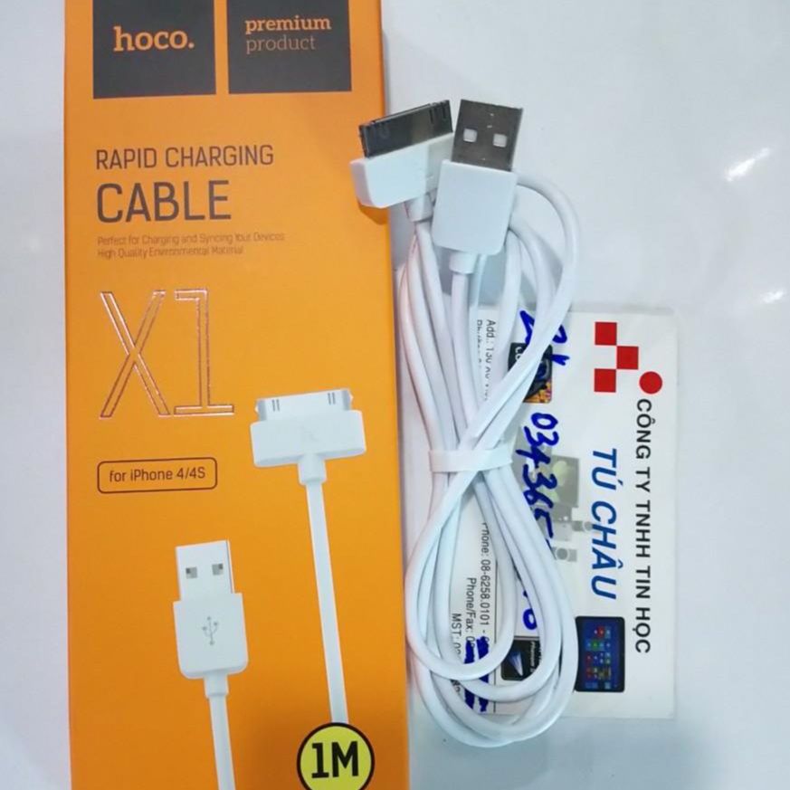 Cáp sạc nhanh hoco x1: iphone 4, 4s - ipad 2, 3