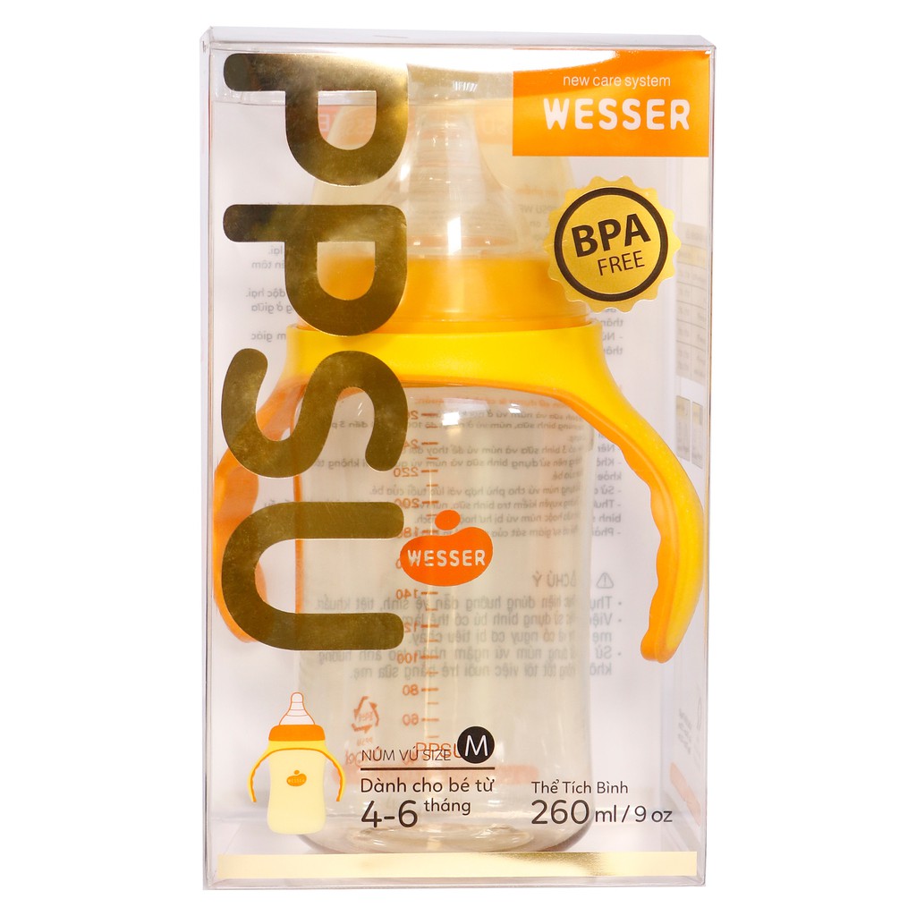 Bình Sữa Wesser PPSU 260ml (CỔ RỘNG)