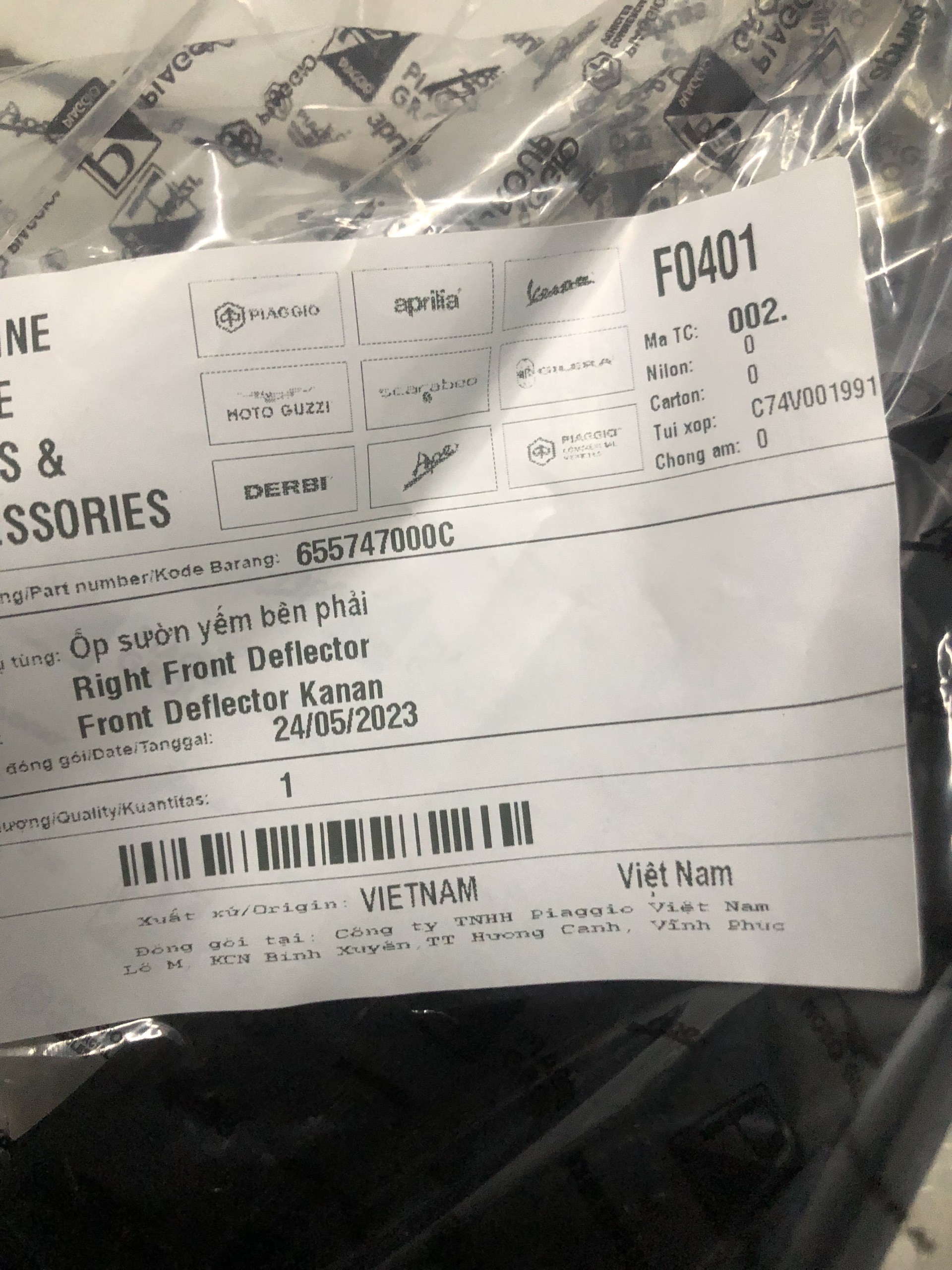 Nẹp yếm trước Liberty 2V Piaggio