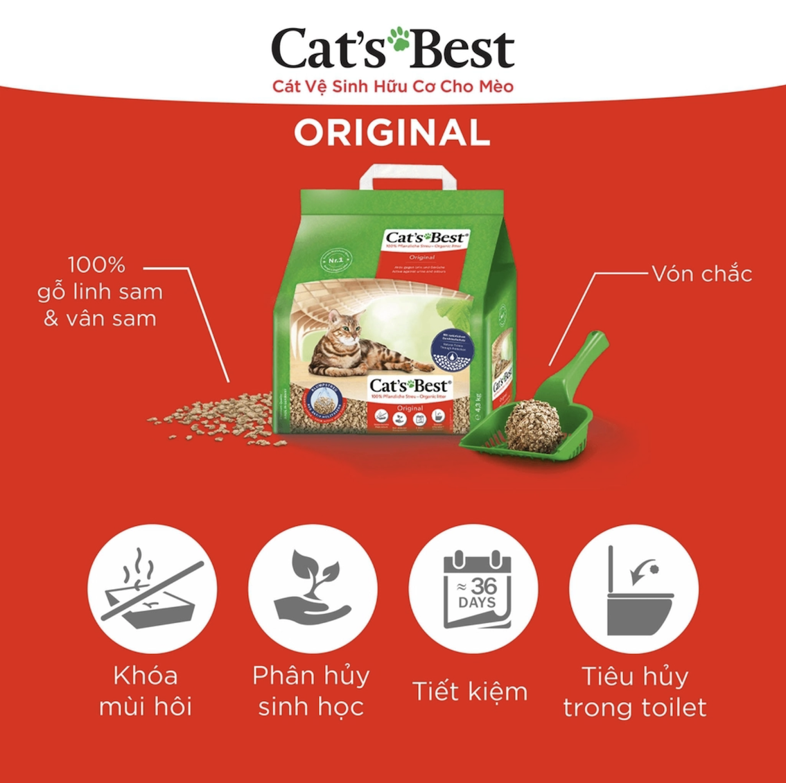 Cát vệ sinh cho mèo Cat's Best Original