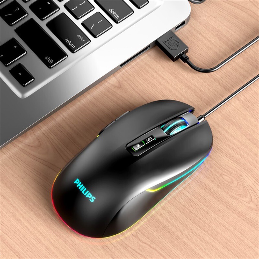 Chuột 7D chuyên game Philips SPK9414 (G414) led RGB - DPI 3700 (đen) - Nhất Tín Computer