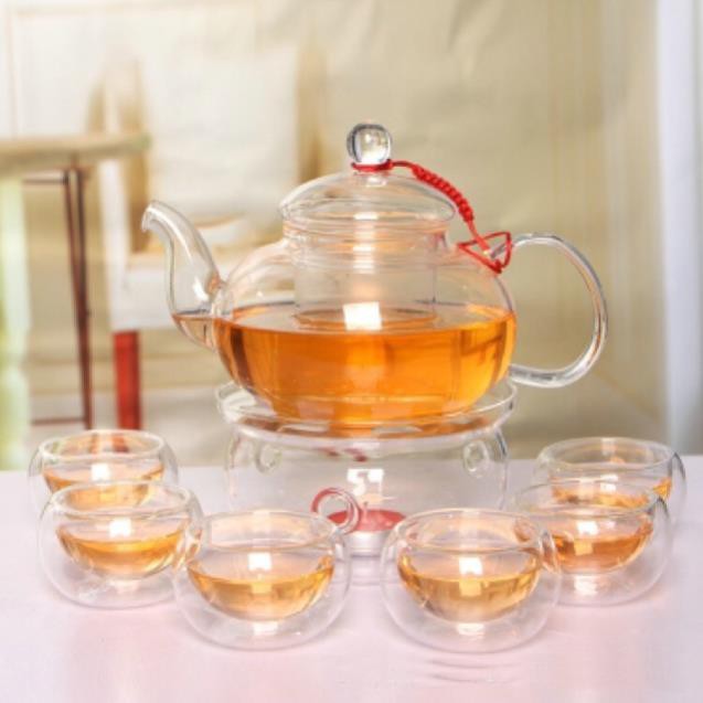(HÀNG ĐẸP) Set ấm chén thuỷ tinh chịu nhiệt