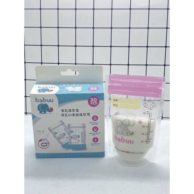 Túi trữ sữa Babuu hộp 30 túi 100ml