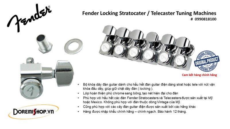 Bộ khóa dây đàn guitar chính hãng Fender Fender Locking Stratocater / Telecaster Tuning Machines ( # 0990818100 )