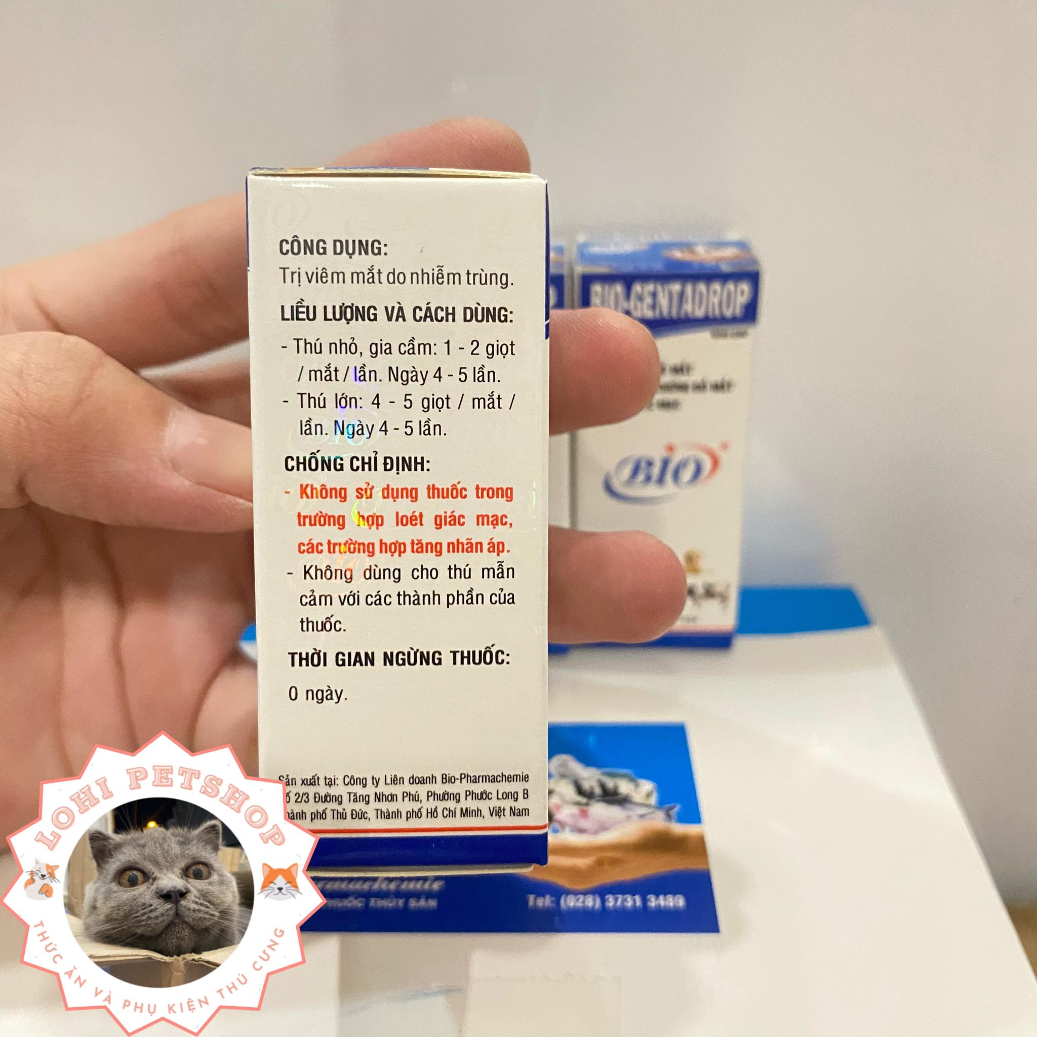 Nhỏ mắt cho chó mèo - Bio Gentadrop - 1 chai