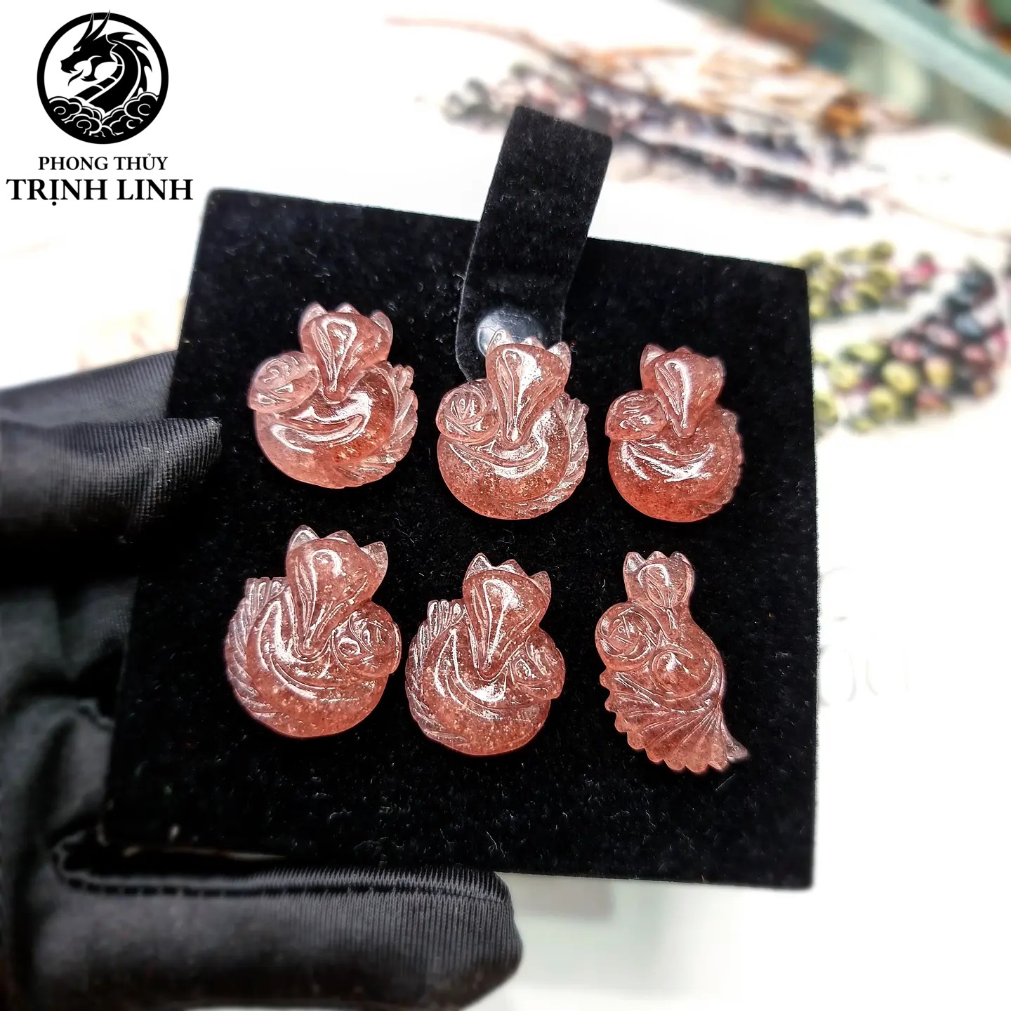 VÒNG CỔ CỬU VỸ HỒ LY THẠCH ANH DÂU (LOẠI ĐẸP)
