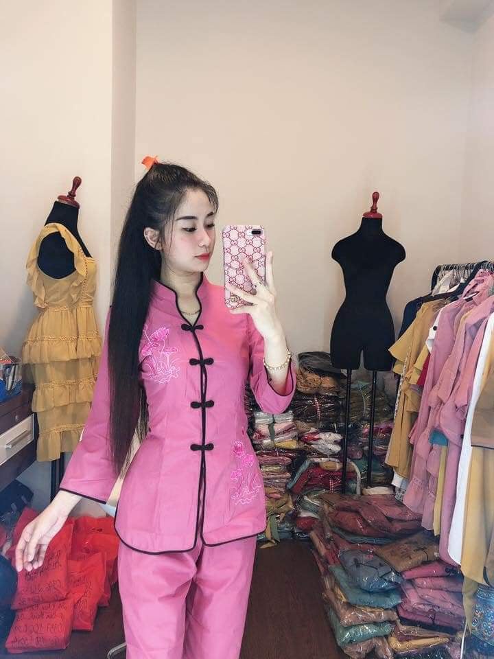 Pháp phục đi chùa Bộ chất kate xẩm thẳng K01