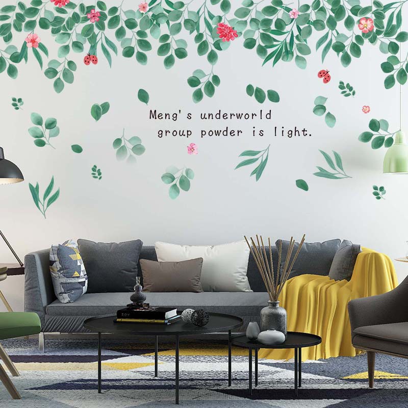 Decal dán tường tán lá hoa hồng XL8390