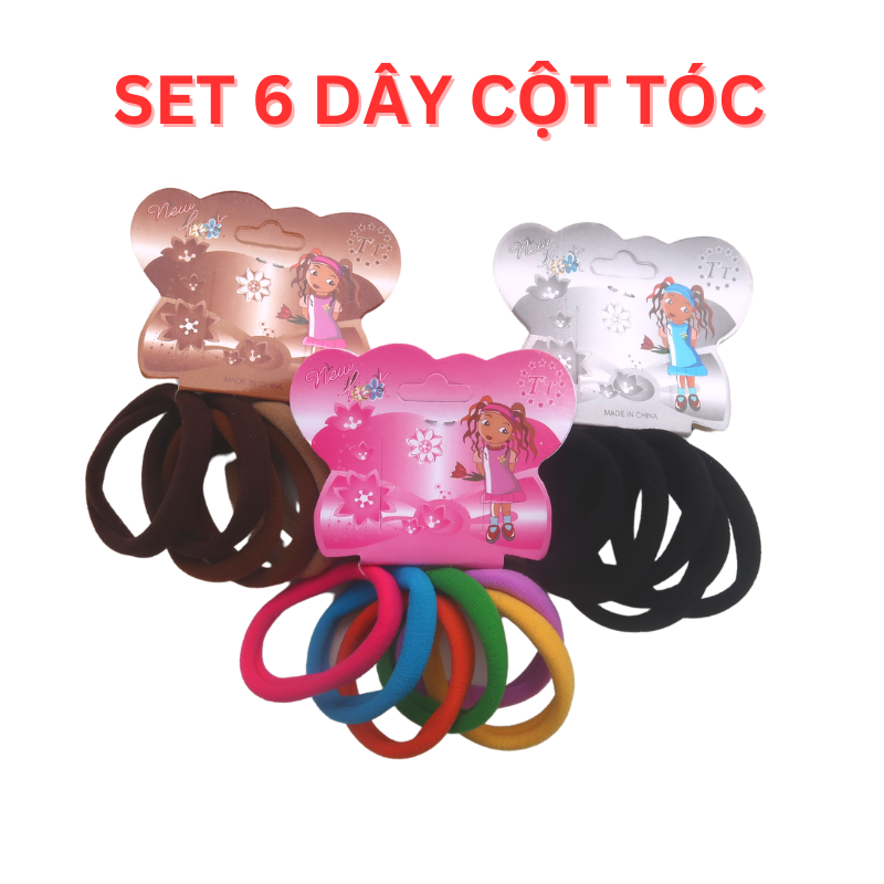 Set 6 cột tóc thun mềm mại co giãn tốt không gãy tóc