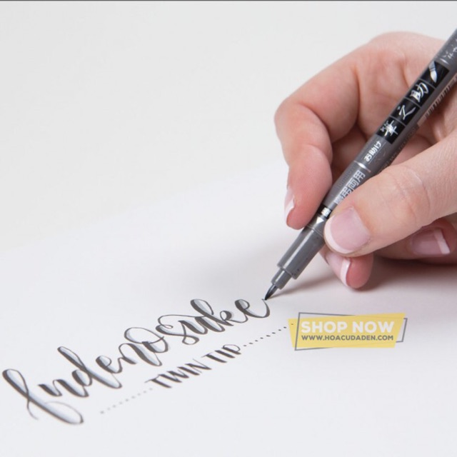 [HCM]Bút Brush TOMBOW Fudenosuke Thư Pháp Calligraphy 2 Đầu