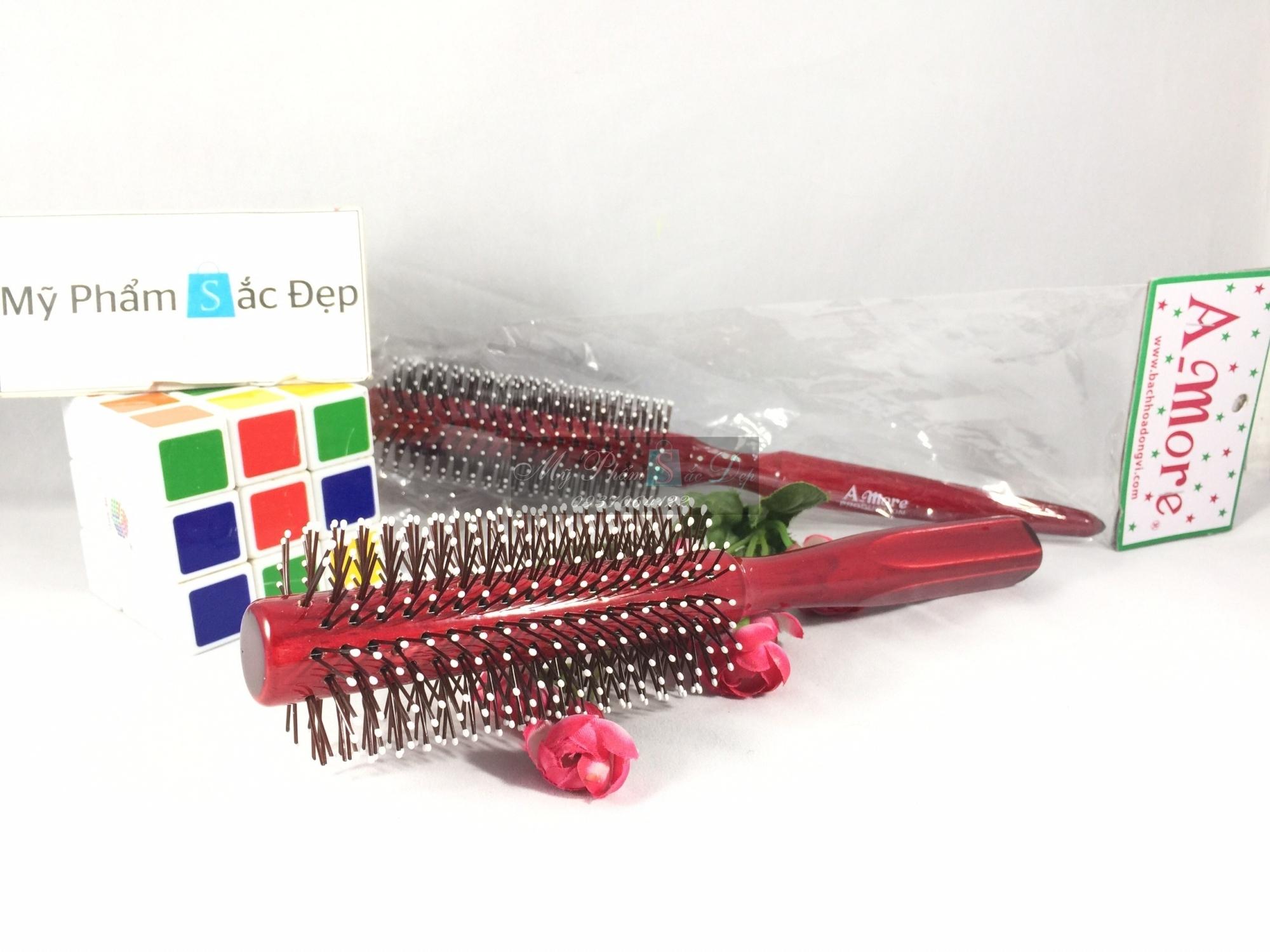 Lược tròn chải tóc cán gỗ