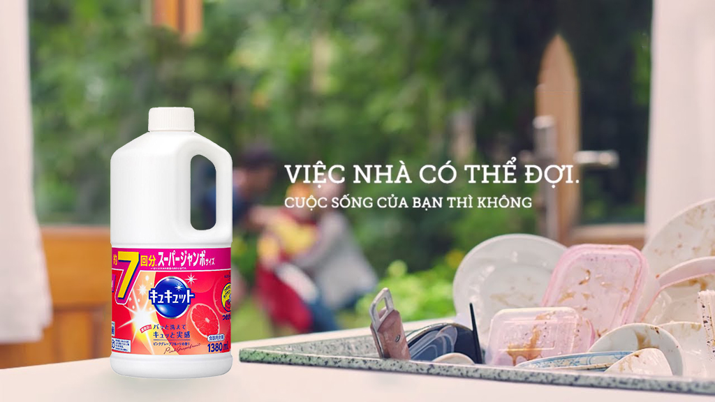 Nước Rửa Chén Kao 1380ml Nhật Đậm Đặc Mẫu Mới