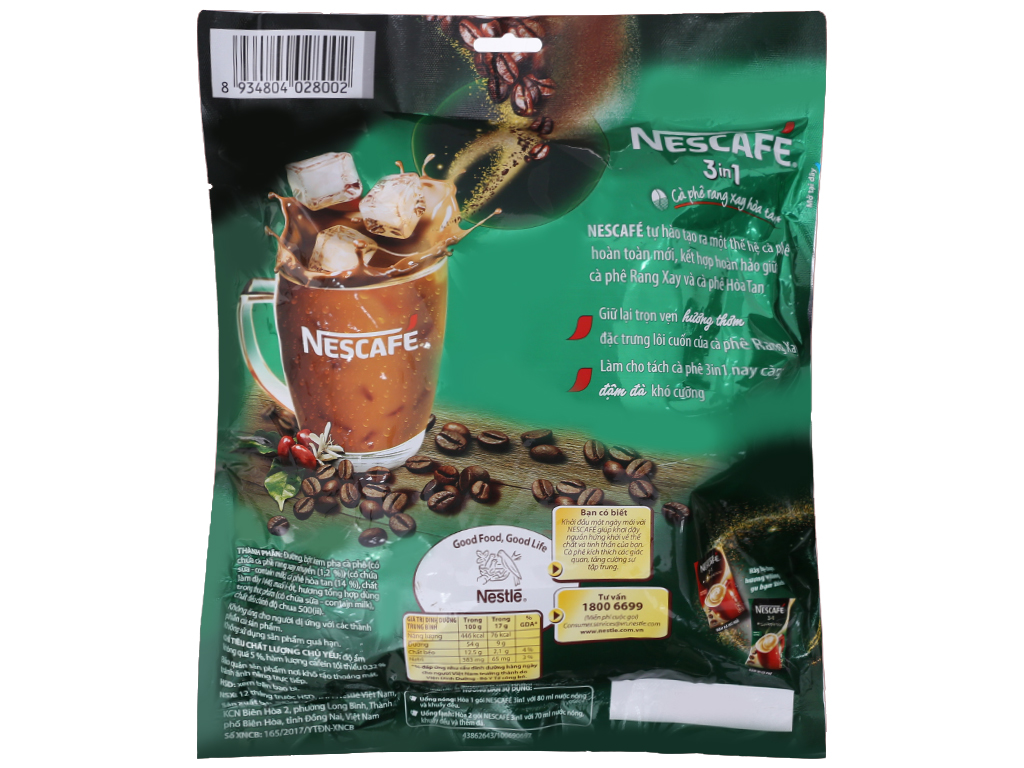 Túi 46 Gói Nescafe Đậm Vị Cà Phê (Túi Xanh - 46gói*17g)