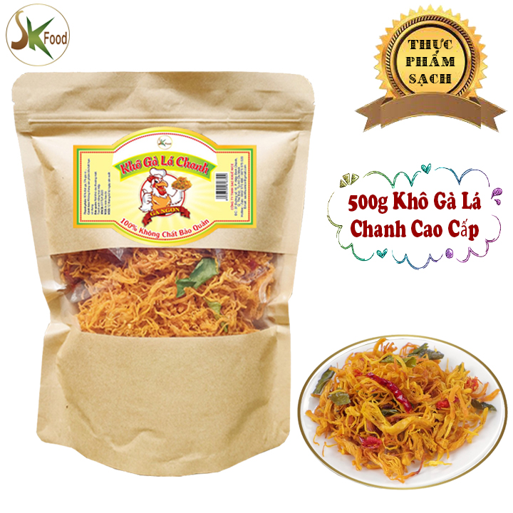 500g khô gà lá chanh loại ngon thương hiệu sk food túi zip