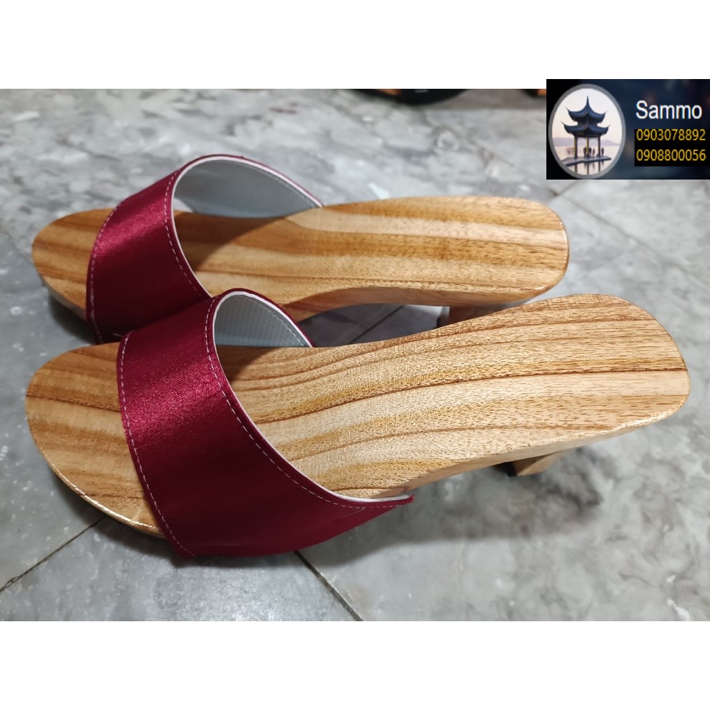 Guốc Gỗ Guốc Mộc Cao 7 Phân Đế Vuông