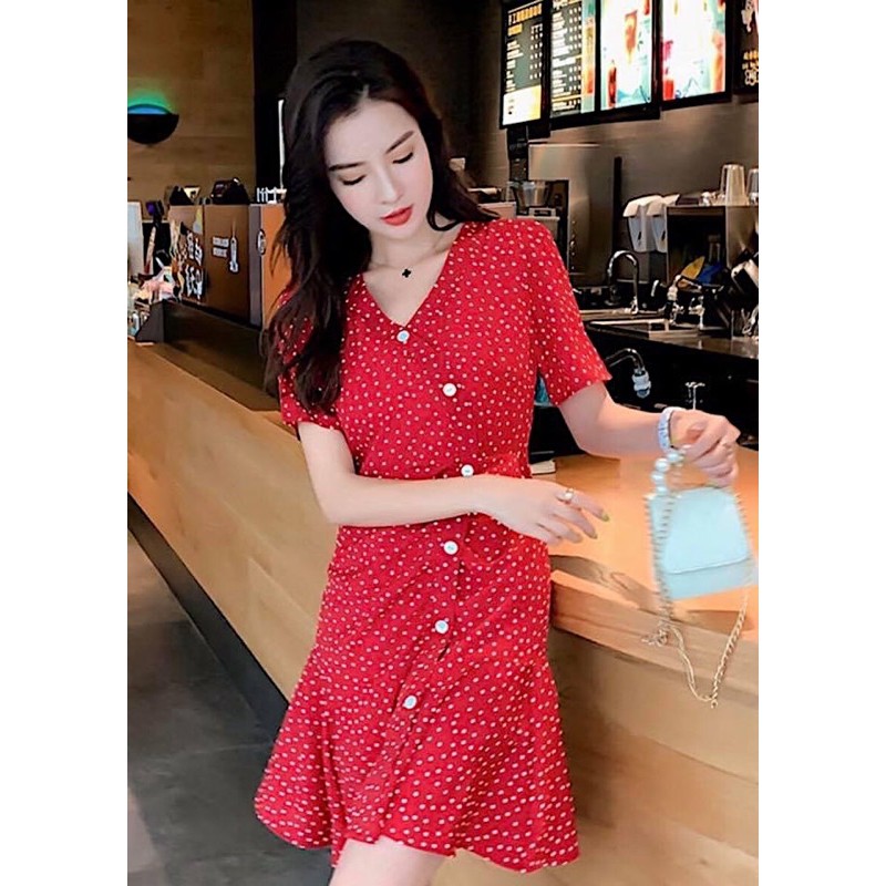 ĐẦM BI ĐỎ NÚT TRẮNG (có ảnh thật)  MS150
