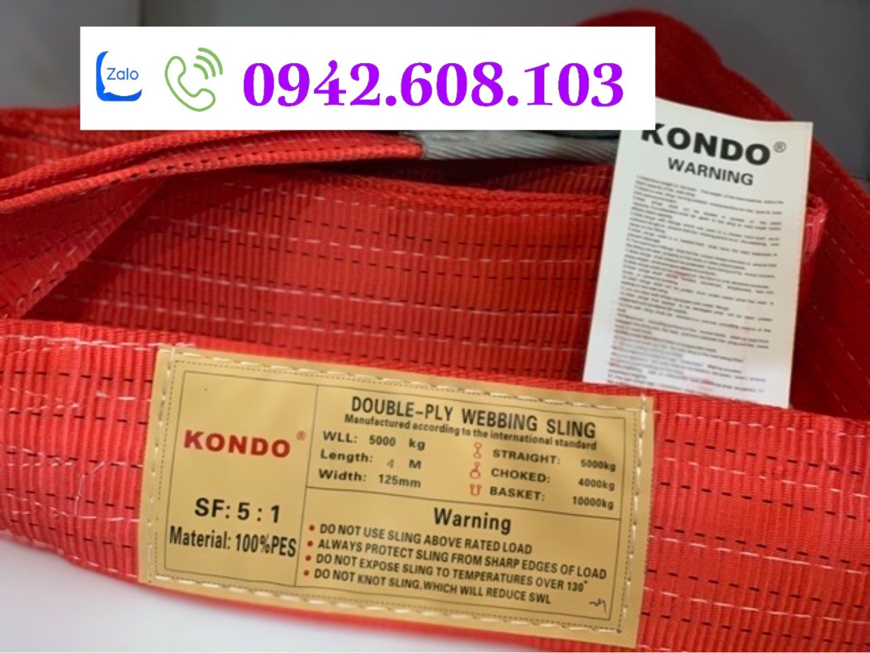 Cáp vải cẩu hàng bản dẹp 5 tấn 6m
