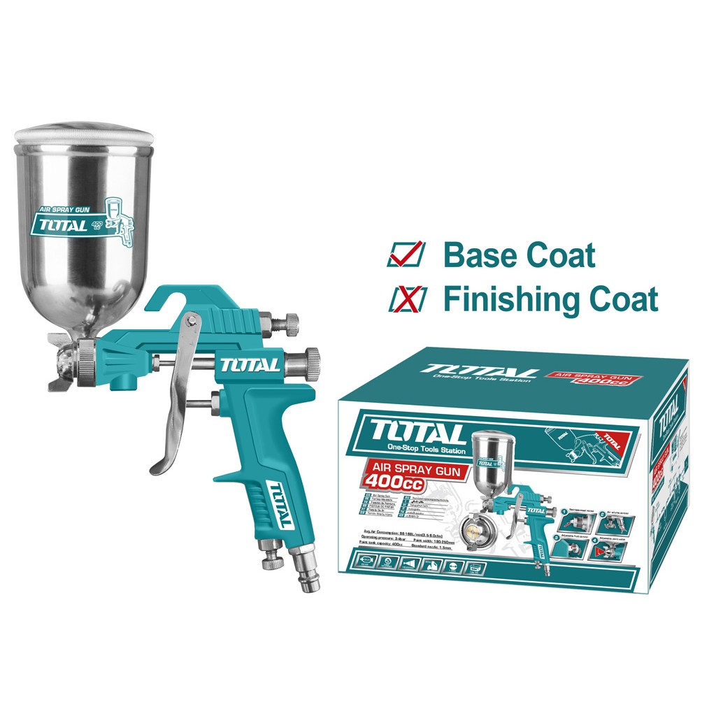 Dụng cụ phun sơn total tat10402 400cc - súng phun sơn dùng hơi - vít tu lê dung tích bình 400cc
