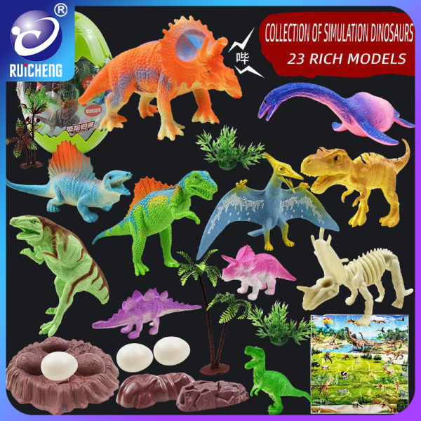 RUICHENG Bộ 23 đồ chơi khủng long lớn bằng cao su mềm cho bé trai   - INTL