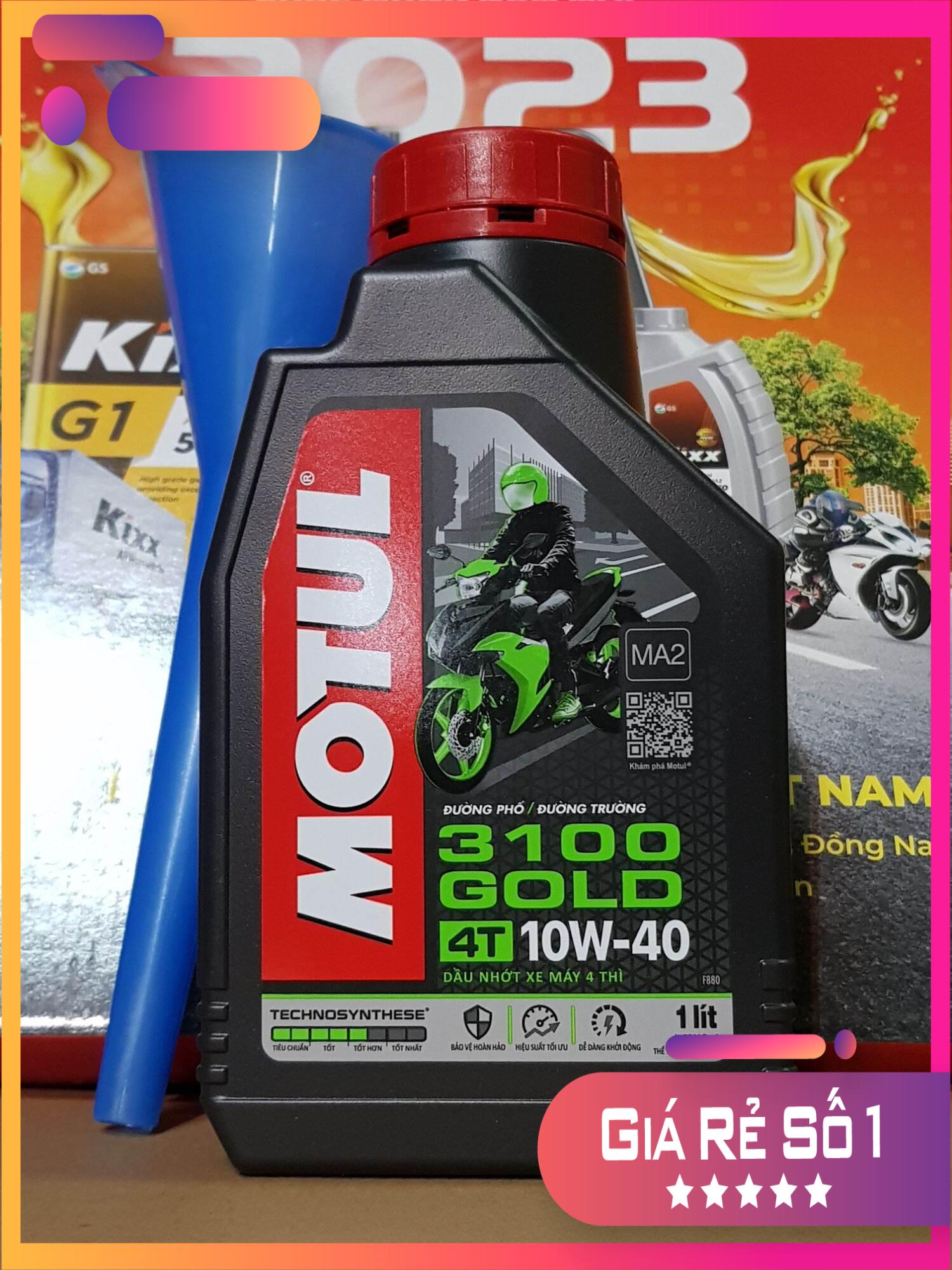 Nhớt motul 3100 gold 10w40 chai 1l, nhớt motul 3100 10w40 chai 1l dầu nhớt cho xe máy xe côn bao xài