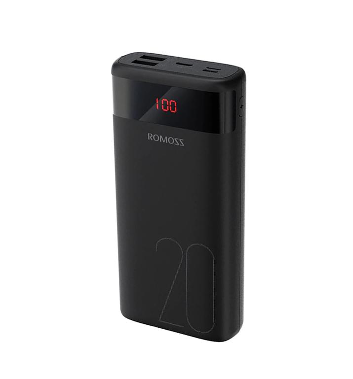 PIN SẠC DỰ PHÒNG 20.000MAH ROMOSS ARES 20 MÀN HÌNH LED 3 CỔNG INPUT MICRO - LIGHTNING - TYPE C