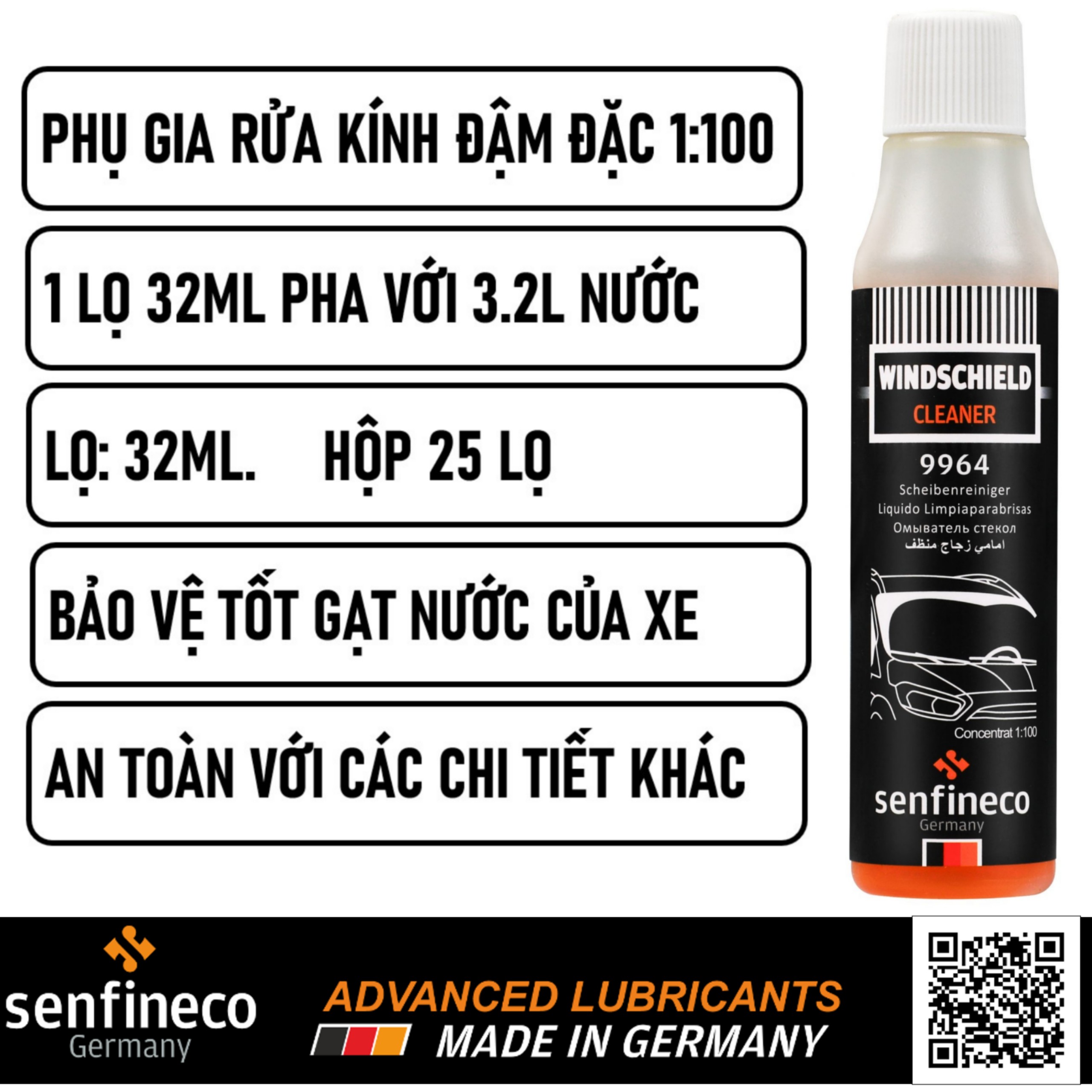 Nước Rửa Kính Đậm Đặc Senfineco 9964 Của Đức 30ml