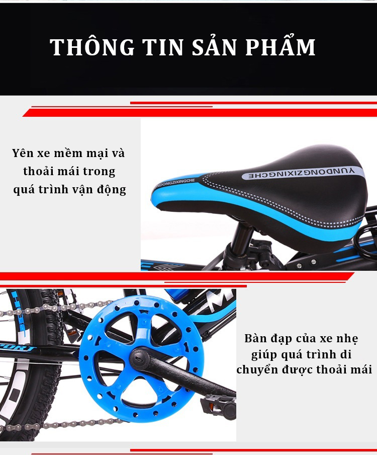 xe đạp trẻ em địa hình có đề cho bé trai học cấp 1 - 2 (7-15 tuổi)