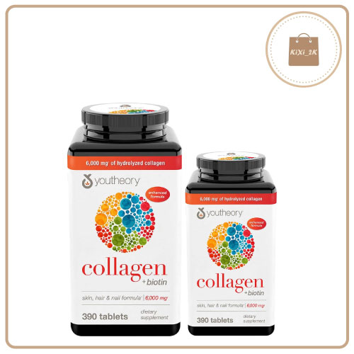 [hàng chuẩn mỹ] Collagen Youtheory 390 Viên Type 1,2&3 Mẫu Mới 2020