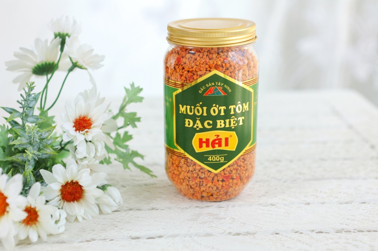 Muối ớt tôm đặc biệt (hũ nắp nhôm cao cấp) muối Hải Tây Ninh
