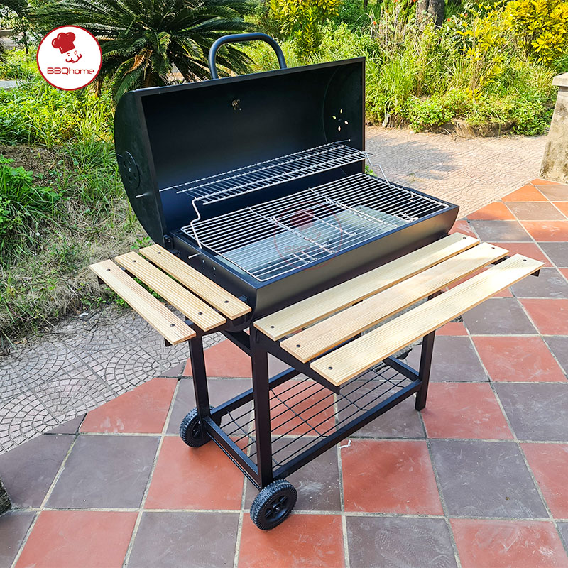 BẾP NƯỚNG THAN HOA LẮP ĐẬY CÓ TAY ĐẨY BBQ-05