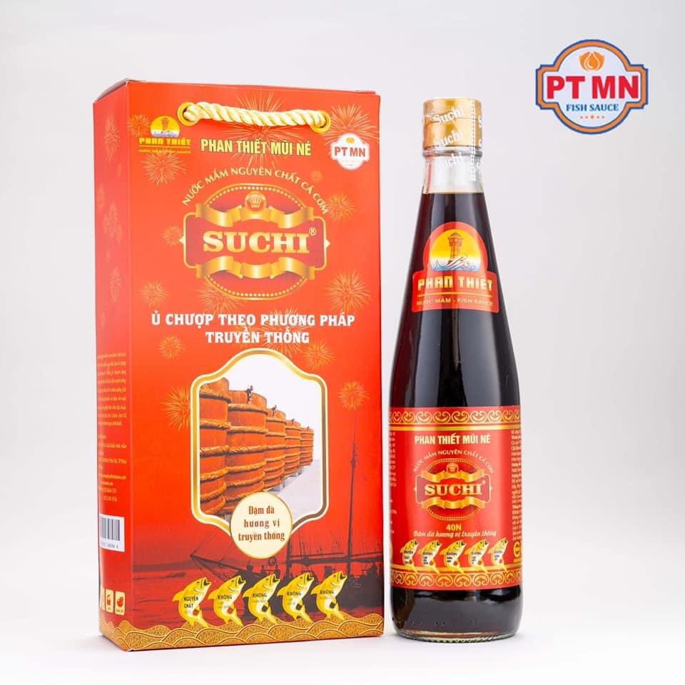 Combo 2 chai Nước mắm nguyên chất cá cơm SUCHI 40 độ đạm 520ml