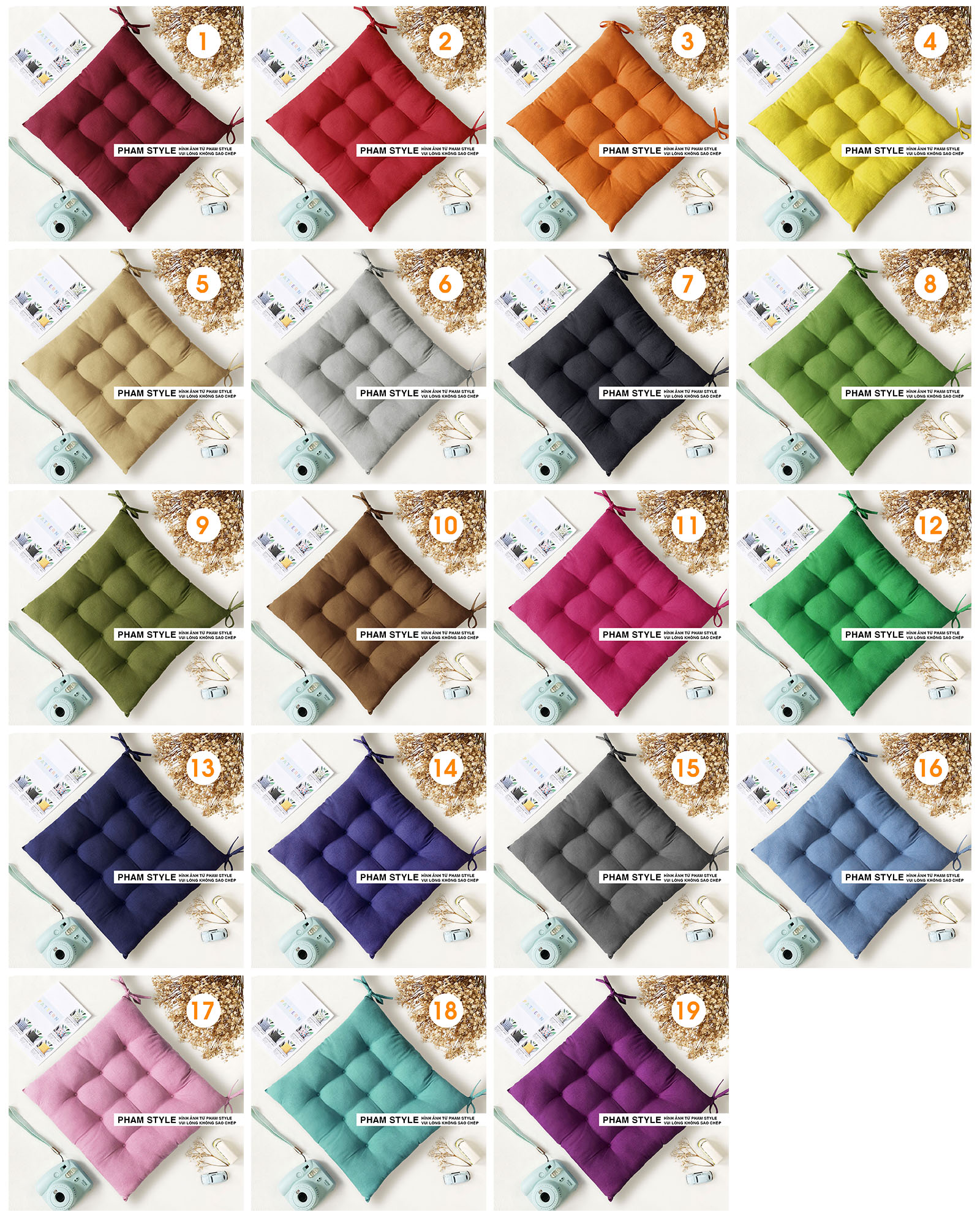 Đệm Vuông Ngồi Bệt COLOR (40,45,50cm)