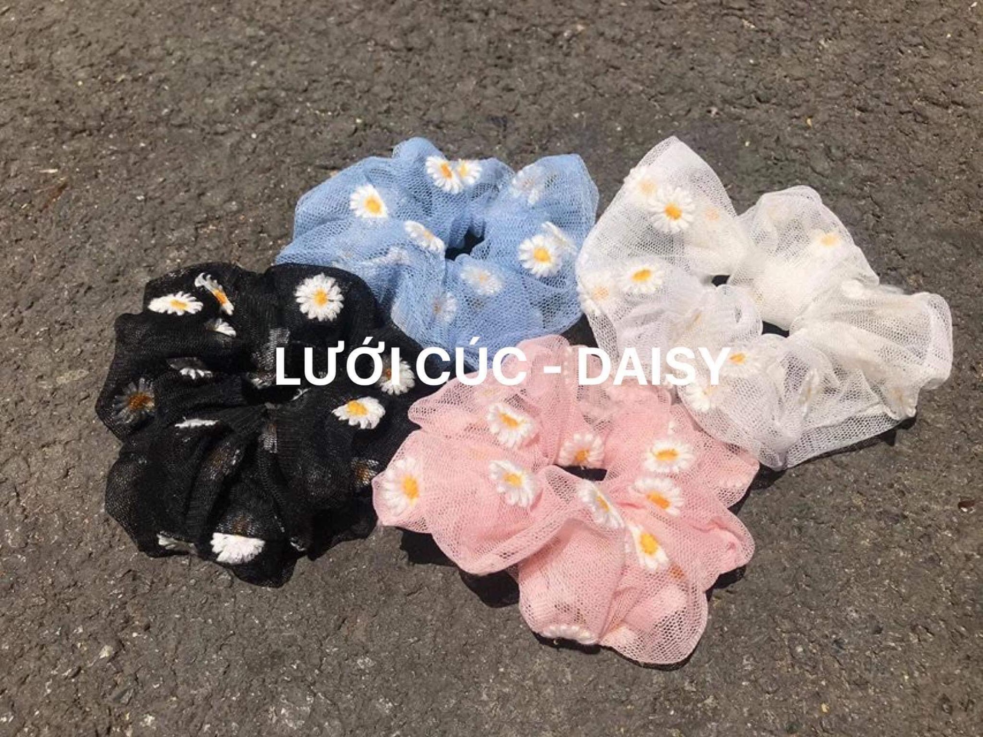 Dây buộc tóc hoa cúc- srunchies daisy