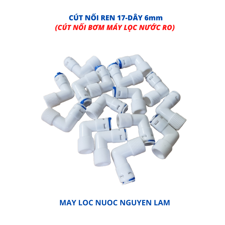 (HCM) Combo 2 Cút Nối Nhanh Ren 17 - Dây 6mm (Cút Góc Nối Bơm Máy Lọc Nước RO)