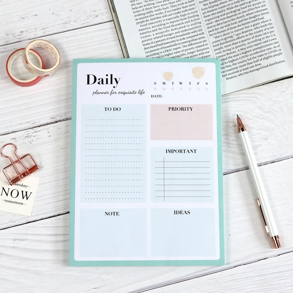 Tập giấy ghi chú/ note Daily Plan Morandi (giấy dày)