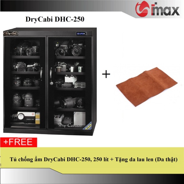 [Trả góp 0%]Tủ chống ẩm DryCabi DHC-250 250 lít + Tặng da lau len (Da thật)