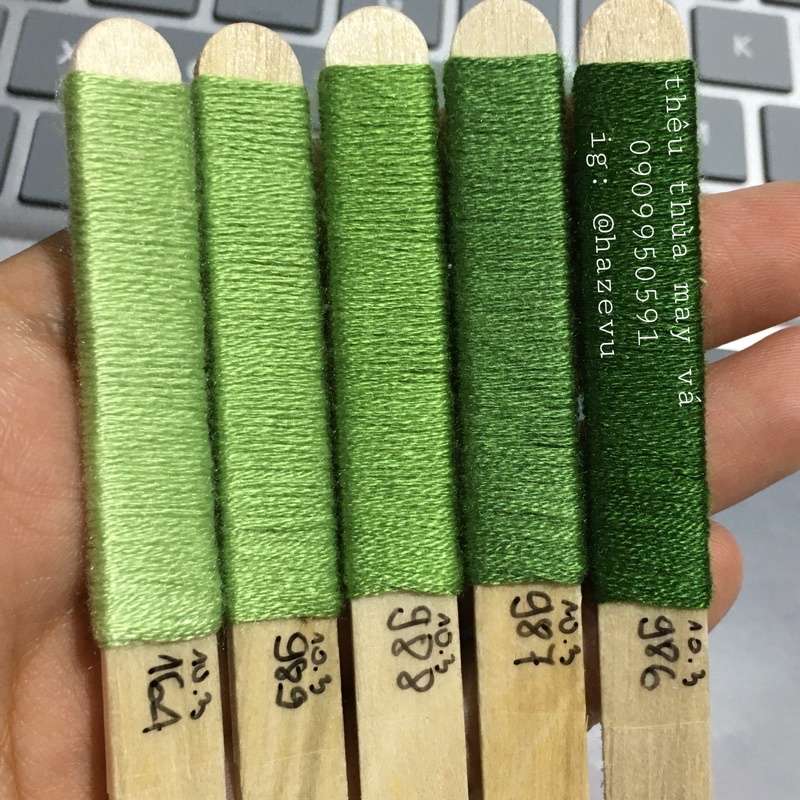 [AIRO TONE XANH LÁ] chỉ thêu cotton Airo tone xanh lá