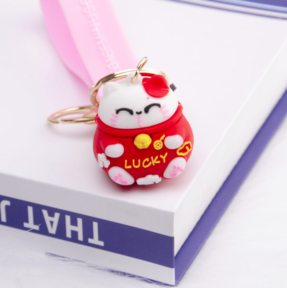 [HCM]Móc khóa mèo may mắn Lucky đỏ kèm video