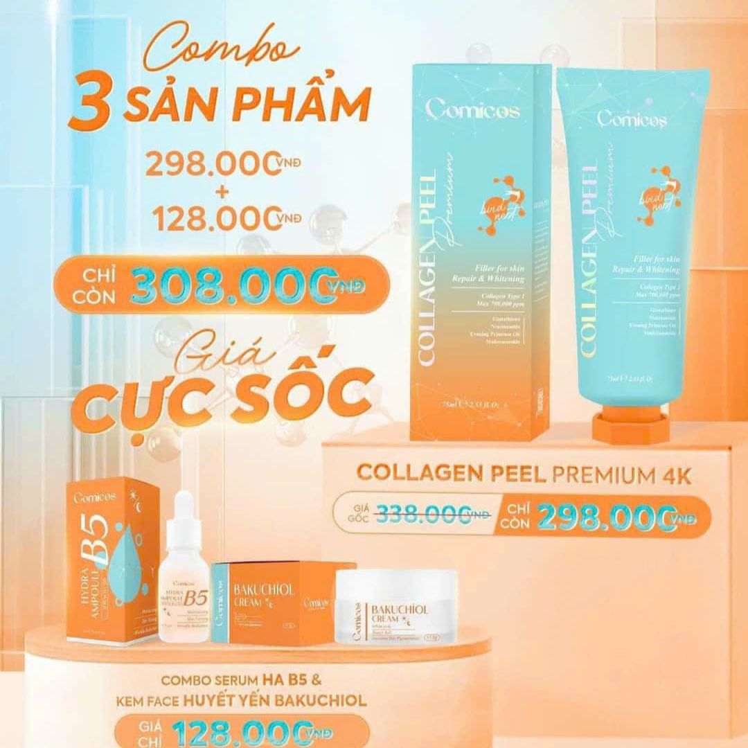 PEEL COLAGEN 4k _Comicos ( tặng kèm serum B5 + kem face Bakuchoi Mini)