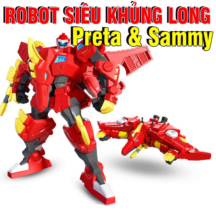 Đồ chơi lực lượng siêu nhân nhí miniforce mô hình Robot siêu khủng long Preta hỏa thần cùng siêu nhân Sammy lém lỉnh đồ chơi trẻ em