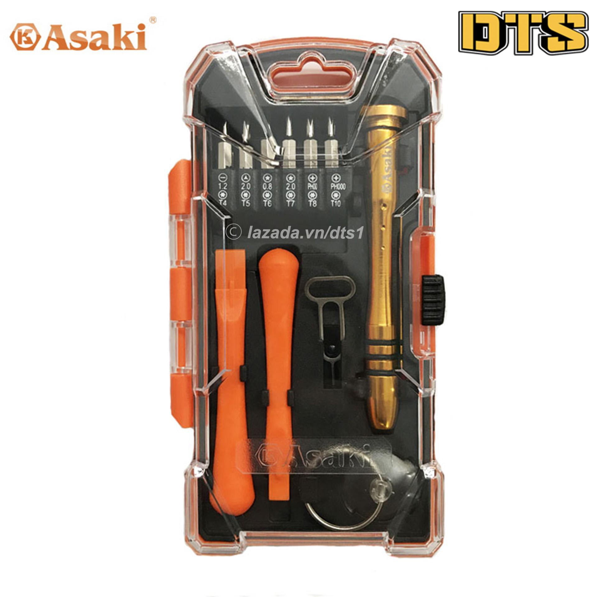 Bộ tô vít sửa chữa điện thoại Iphone, Andorid Asaki AK-9077 (Bộ 17 chi tiết)
