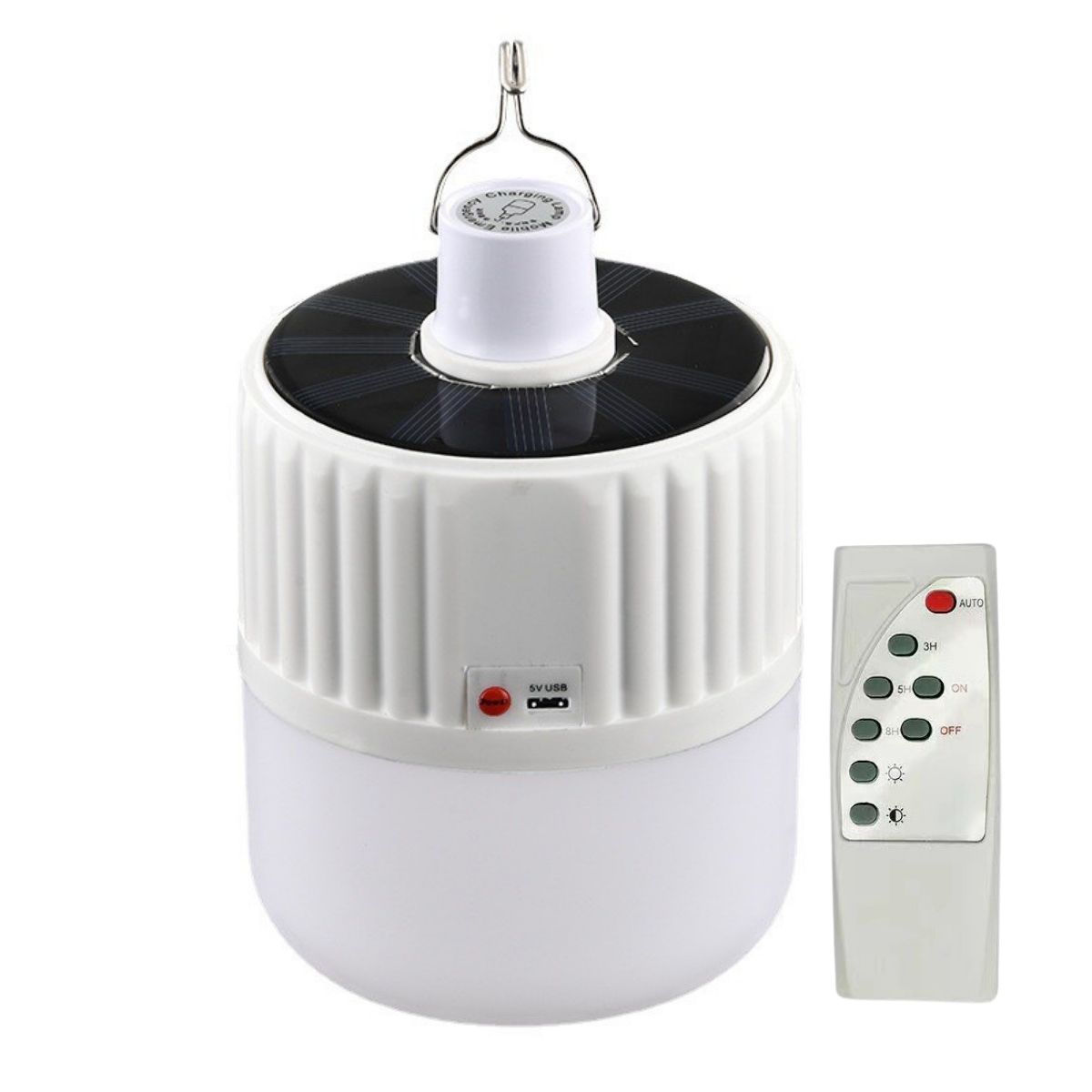 Đèn LED năng lượng mặt trời 120W, Bóng đèn tích điện Siêu sáng có 5 chế độ Remote điều khiển- BH 12 Tháng