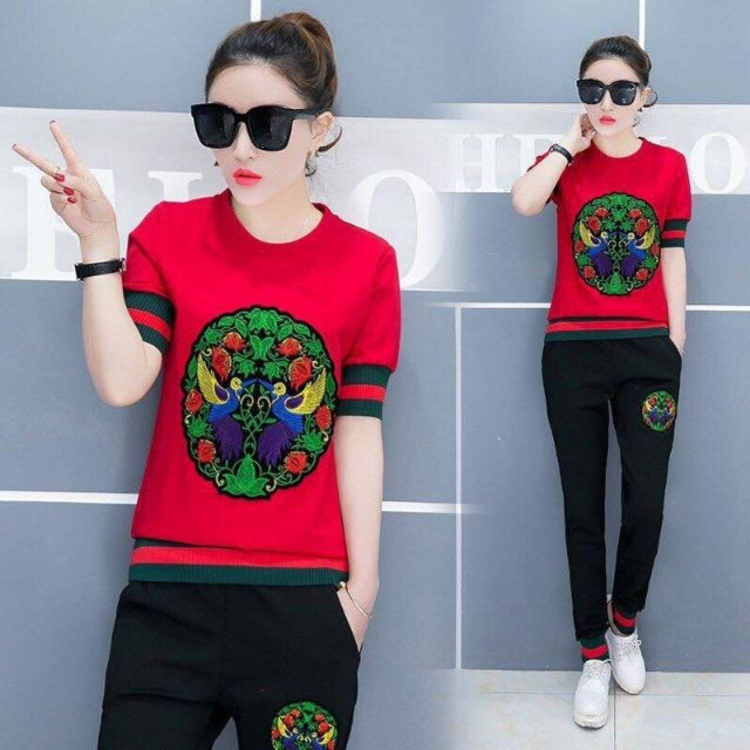 BỘ ĐỒ THỂ THAO NỮ THÊU LOGO CAO CẤP