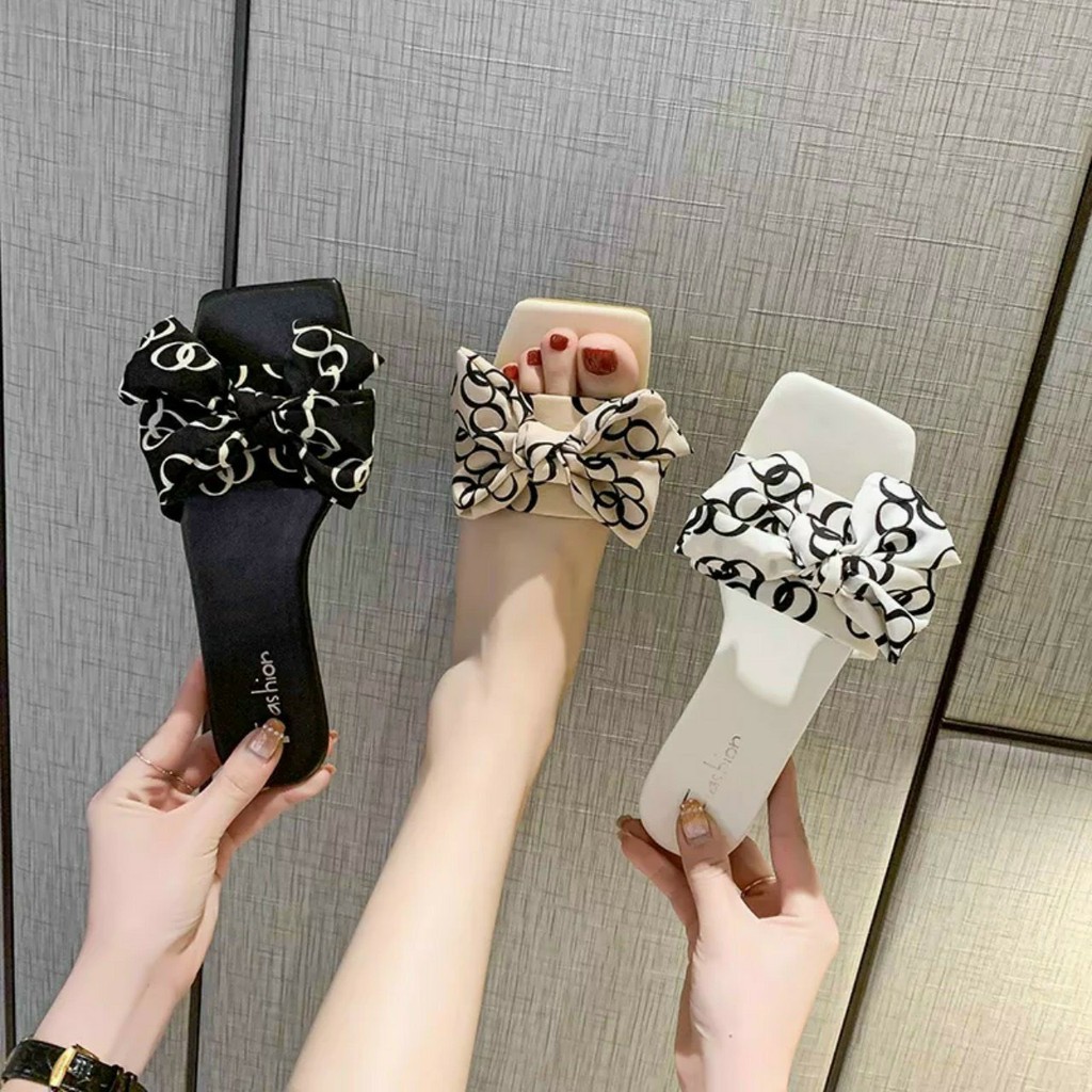 Dép Bệt Bản Nơ Dior