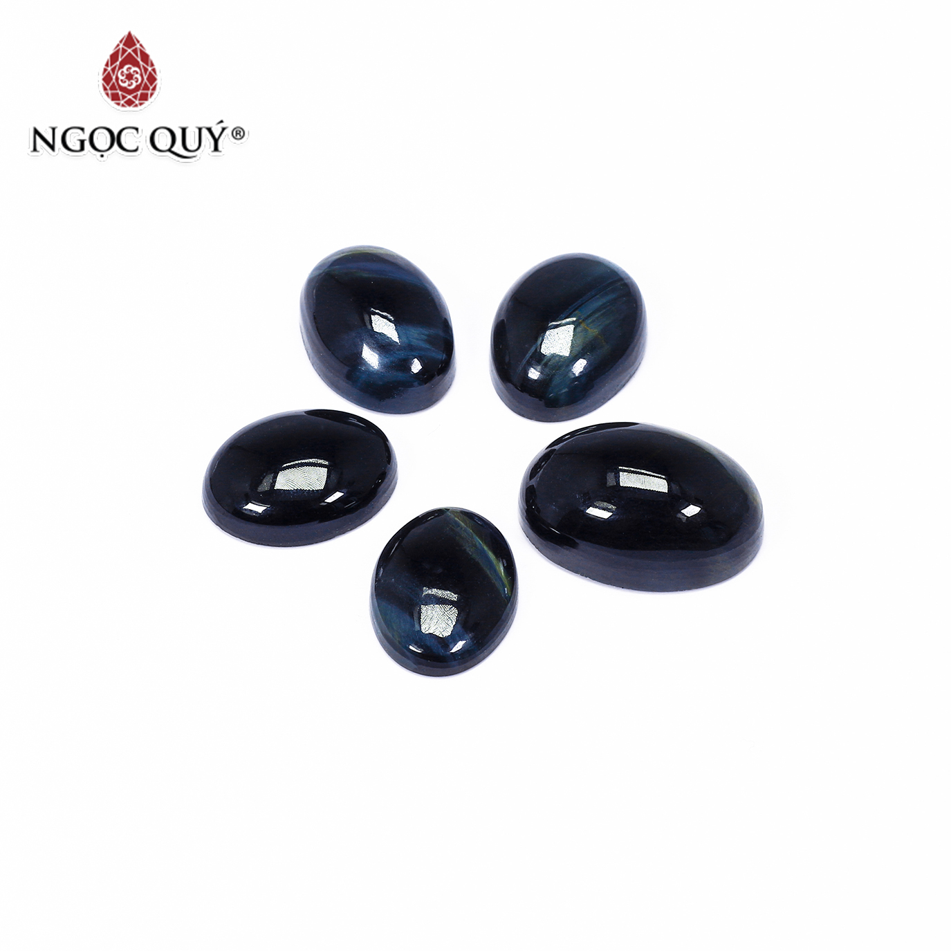 [HCM]Mặt dây chuyền mặt nhẫn oval đá mắt hổ xanh đen mệnh thủy  mộc - Ngọc Quý Gemstones