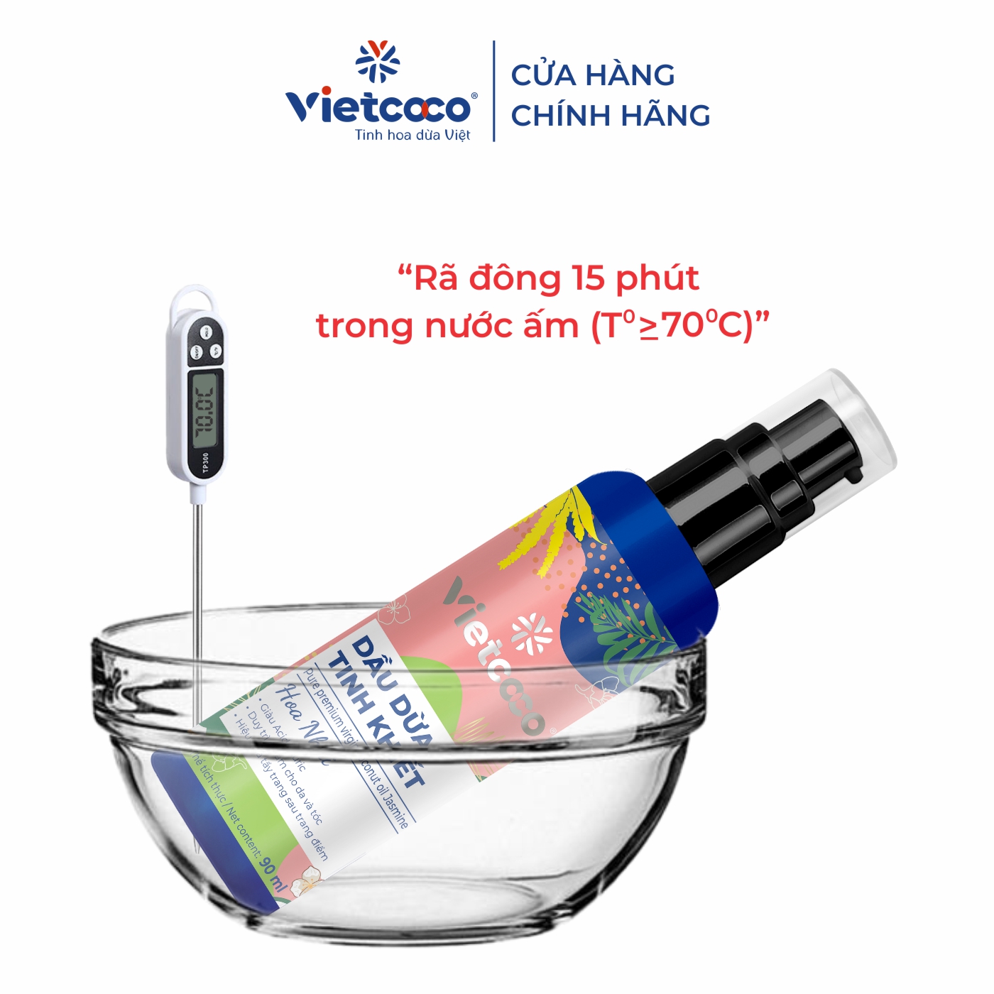 Dầu dừa tinh khiết mỹ phẩm Vietcoco Hoa Nhài 90ml