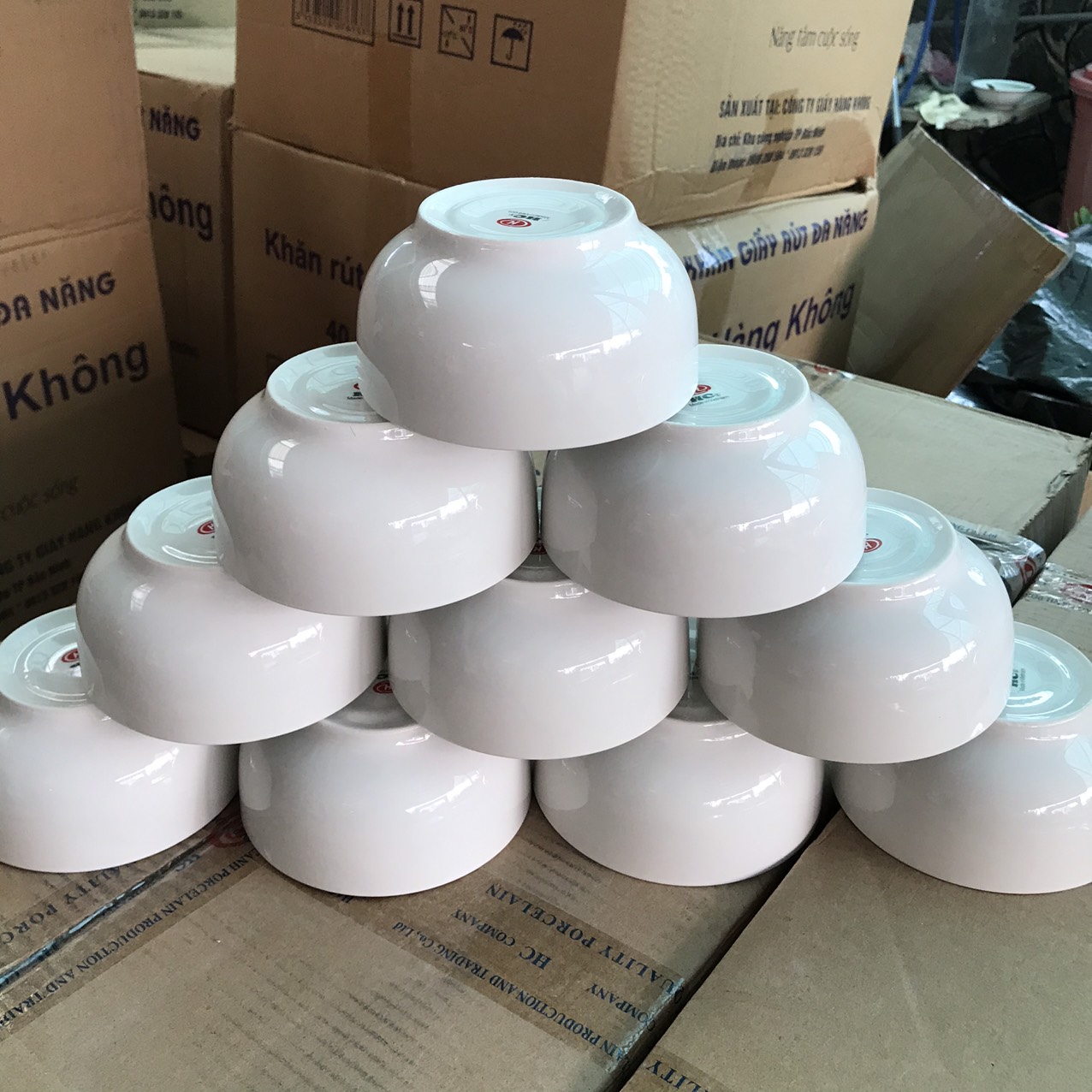Combo 10 chén sứ trắng